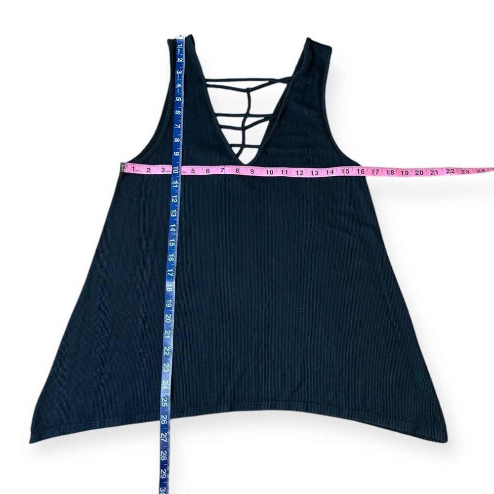 AMERICAN EAGLE Women’s Black Soft & Sexy Ribbed Strappy Tank Top Medium - Picture 5 of 5